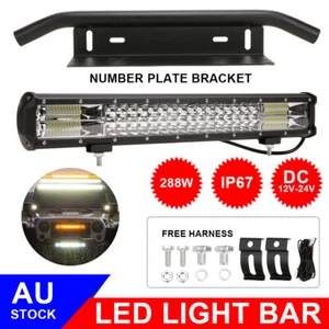 20'' LED Light Bar Work Light Spot Flood Combo Beam Lamp + Number Plate + Wiring - Picture 1 of 12