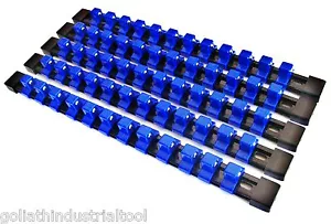 5 GOLIATH INDUSTRIAL 1/2" ABS MOUNTABLE SOCKET RAIL HOLDER ORGANIZER BLUE SH12BB - Picture 1 of 1