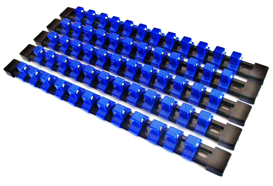 5 GOLIATH INDUSTRIAL 1/2" ABS MOUNTABLE SOCKET RAIL HOLDER ORGANIZER BLUE SH12BB - Image 1 of 1