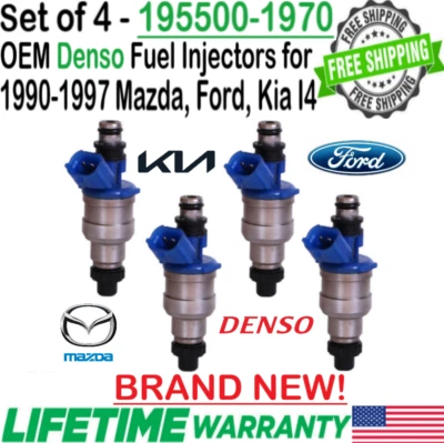 Inyectores de combustible Denso 4 piezas nuevos OEM para Mazda Miata 1990, 1991, 1992, 1993 1,6 L I4 Foto 1 de 4