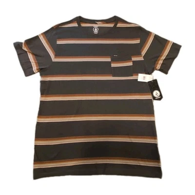 Volcom Outstoned Crew Striped T-Shirt XL Short Sleeve Modern Fit Cotton New - Image 1 of 4