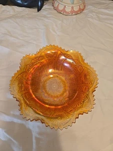 Antique C.1913 Imperial Carnival Marigold EAPG Bellair Pattern Bowl 9 In- wear - Picture 1 of 18