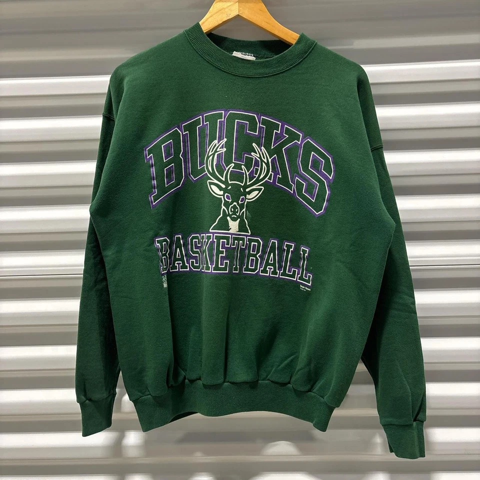 Баскетбольная толстовка 90-х Milwaukee Bucks NBA зеленая рубашка репринт RM2016 - Изображение 1 из 1