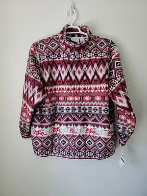Alfred Dunner Fleece Jacket Womens XL  Red Black Nordic Print  Full Zip - Image 1 of 4
