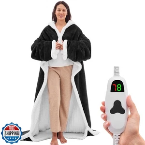 Tragbare Heizdecke elektrisch kuschelig - beheizbarer Morgenmantel mit Fußtasche - Bild 1 von 5