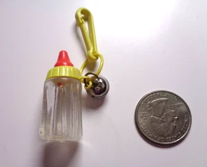 Vintage 1980s Plastic Bell Charm Yellow Baby Bottle For 80s Necklace - Picture 1 of 3