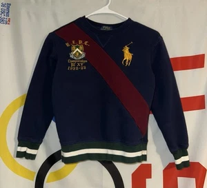 Polo Ralph Lauren Sweatshirt Youth Small Crewneck Embroidered Crest Champions - Picture 1 of 6