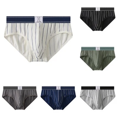 Caleçon Confortable Rayé U Convexe Slip Homme Sexy Lingerie Coton - Photo 1/4