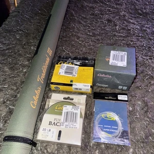 Cabelas Traditional 3 Fliegenrute 4-teilig & Prestige Premier2 Rolle mit Unterlage und Vorfach - Bild 1 von 13