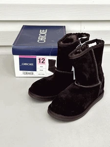 NEW GIRLS TODDLER Size 12 CHEROKEE SUEDE BOOTS Zip Side Lucia Dark Brown Fur - Picture 1 of 7