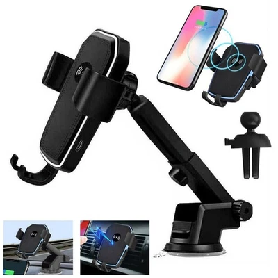 2 IN 1 Wireless Car Charger Fast Charging Automatic Clamping Mount Phone Holder - Image 1 of 4
