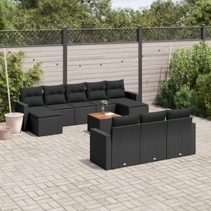 Vidaxl Gartenmöbel Sofa Garnitur Gartengarnitur Garten Sitzgruppe 11tlg. Schwarz - Bild 1 von 52