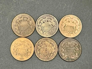 US Two Cent Lot of 6- 1864 (3), 1865 (3) - Picture 1 of 3
