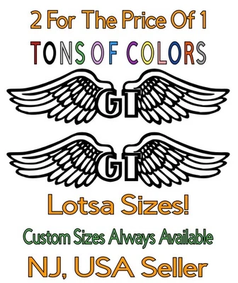 GT Wings Outline Die Cut Vinyl Decals MTB Freestyle BMX VBMX Mountain Bike - Image 1 of 4