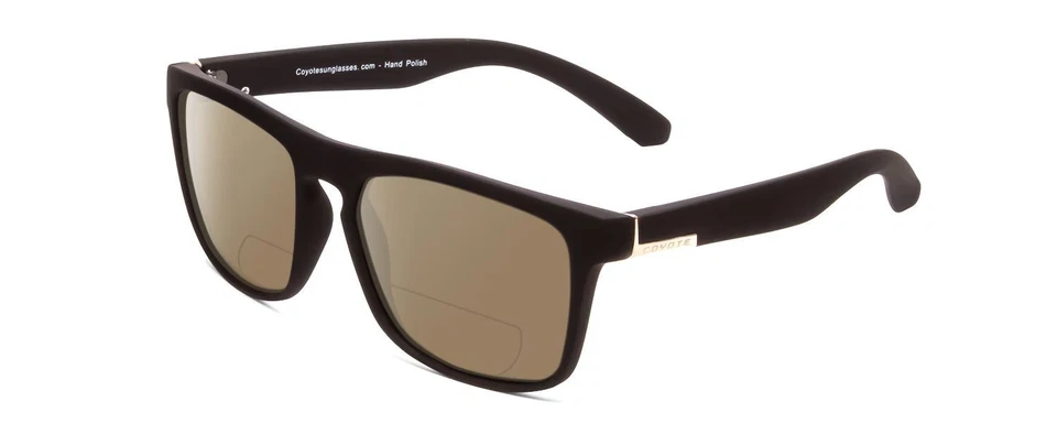 Coyote Marco Unisex Square Designer Polarized Sunglasses Matte Black & Grey 53mm