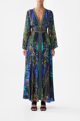 CAMILLA Dominican Decadence Kimono Sleeve Dress With Shirring Size S RRP $850 - Image 1 of 4