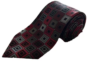 Calvin Klein Seidenkrawatte Herren Business Geometrisch Rot Grau Schwarz - Bild 1 von 8