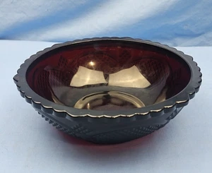 Avon 8'' Serving Bowl Cape Cod Ruby Red Glass Round Centennial Edition - Picture 1 of 5