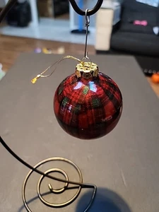 4" Runde Glas Karo Ornament Mundgeblasen - Bild 1 von 4