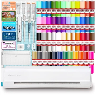 Silhouette White Cameo 5α Alpha con 64 hojas de vinilo Oracal, hojas, herramientas, guías Foto 1 de 4