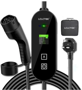 LCLCTEK EV Charger Cable Type 2 to 3 Pin Plug, Portable UK 3 Pin EV Charger, 5m - Picture 1 of 7