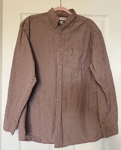 columbia sportswear camicia manica lunga con bottoni marrone bianco L - Foto 1 di 3