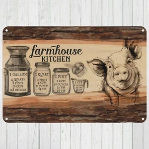 Pig Farmhouse Kitchen Conversion Chart Custom 10"x14" Metal Wall Sign - Picture 1 of 1