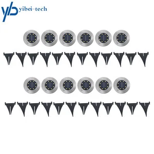 12 Pack LED Solar Disk Lights Outdoor Pathway In-ground Night Light Waterproof - Picture 1 of 12
