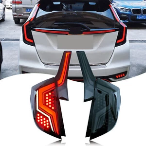 LED Sequential Black Tail Lights for Honda Fit 2014-2020 Animation Rear Lamps - Picture 1 of 5