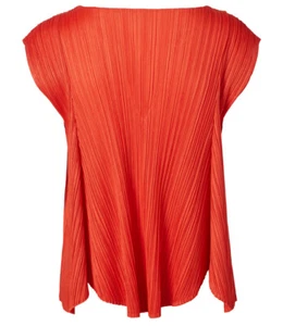 PLIEATS PLEASE ISSEY MIYAKE Giocoso Sin Mangas Top Blusa Vermillion Naranja 3 - Imagen 1 de 4