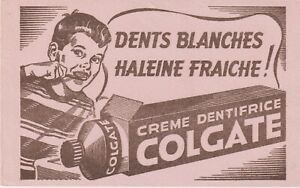 Buvard Dents Blanches-Haleine Fraiche. crème dentifrice Colgate