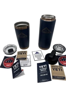 YETI Rambler 20 OZ Tumbler & 26 Oz Rambler Folds Of Honor Copper Navy Blue 2023 - Picture 1 of 6