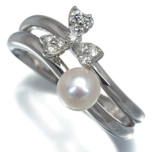 Auth VENDOME Ring Diamond Pearl US5.75-6 900 Platinum - Picture 1 of 5