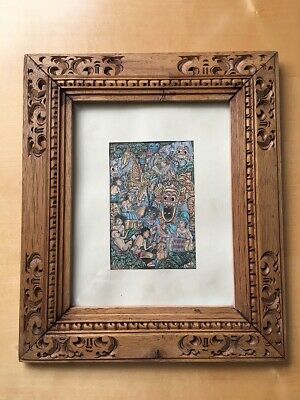 Filigranes Gemälde Aus Bali Mit Kunstvoll Geschnitztem Rahmen Aus Vollholz • 130€