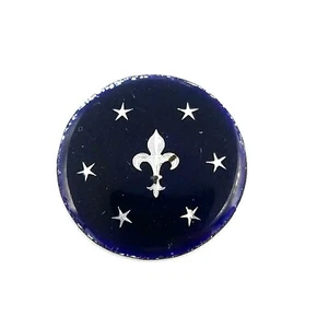 Antikes rundes kobaltblaues Emaille Intarsien Silber Fleur de Lis Plakette Stück #B55 - Bild 1 von 2