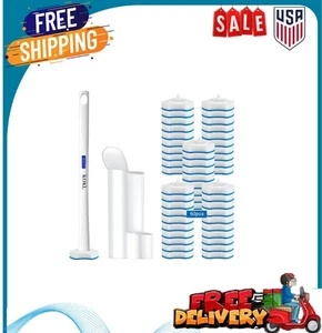 Disposable Toilet Brush, Toilet Bowl Cleaner Brush with 50PCS Toilet Brush - Picture 1 of 6