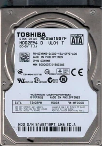 MK2561GSYF HDD2E94 D UL01 T F/W: MF000D Philippines Toshiba 250GB - Picture 1 of 1