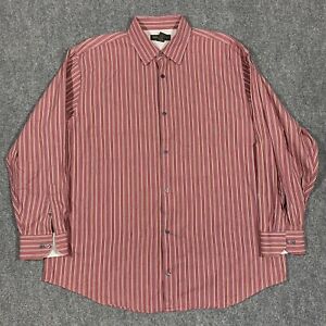Banana Republic Shirt Mens XXL 2XL Pink Red Blue Striped Long Sleeve Button Up