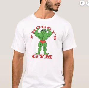 FROGGY'S GYM Workout Bodybuilding Exercise Old School Vintage Logo T-Shirt NEW - Picture 1 of 3
