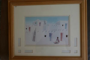 Stampa ad acqua pastello sud-ovest con cornice in legno chiaro B-115 - Foto 1 di 6