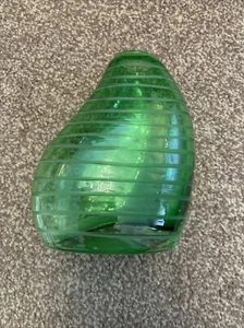 Vintage Frantisek Vizner Skrdlovice Green Bladder Vase Czech Bohemia Etched - Picture 1 of 10