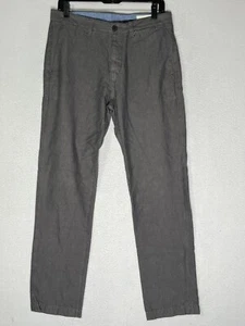 Ben Sherman Grey Chino Pant 100% Cotton Straigh Leg Flat Front Mens Size 32X32 - Picture 1 of 7