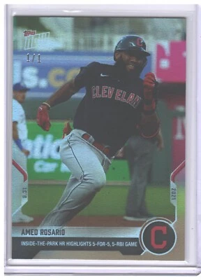 2021 Topps NOW 736 Amed Rosario Cleveland Indians Platinum Club Rainbow Foil 1/1 - Image 1 of 2