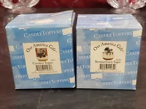 Vintage Our America Gift 2000 Original Candle Toppers Carolers & Snowman Family - Picture 1 of 7