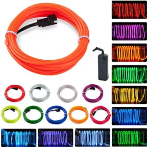 Battery Powered Neon LED Lights Glow EL Wire String Strip Rope Tube Party Decor - Picture 1 of 32