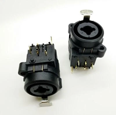 5pcs Combo XLR 7Pin 1/4" TRS Mount Jacks Chassis Panel Angled Connector - Photo 1/4