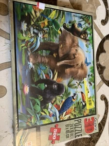 MB MILTON BRADLEY HOWARD ROBINSON PUZZLE 3D JUNIOR JUNGLE ANIMALS 500 PIECES - Picture 1 of 1