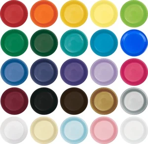 Small 7" Plastic Disposable Plates -Vibrant Solid Colors Appetizer Dessert Party - Picture 1 of 23