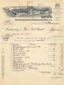 Alte Rechnungen, "Neckasulmer Fahrradwerde A.-G, Neckarsulm" 05.02.1910 - Bild 1 von 1