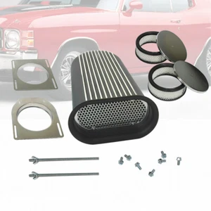 Black Full Finned Hilborn Hood Air Scoop Fits Dual 4 BBL Carbs with 5 1/8" Neck - Picture 1 of 5